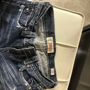 Miss Me Dark Blue Jeans with White Stitching